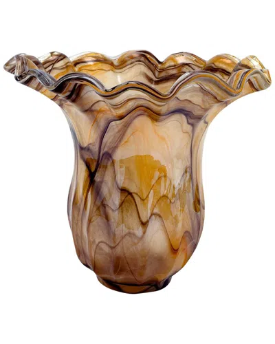 Vietri Onda Glass Tortoiseshell Large Tulip Vase In Brown