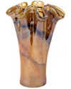 Vietri Onda Glass Tortoiseshell Short Vase In Brown