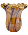 Vietri Onda Glass Tortoiseshell Small Tulip Vase In Brown