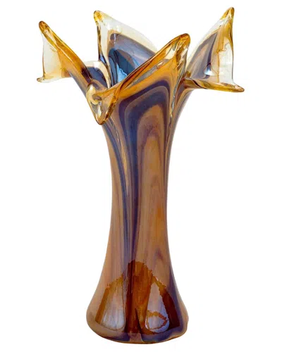 Vietri Onda Glass Tortoiseshell Twisted Flower Vase In Multi
