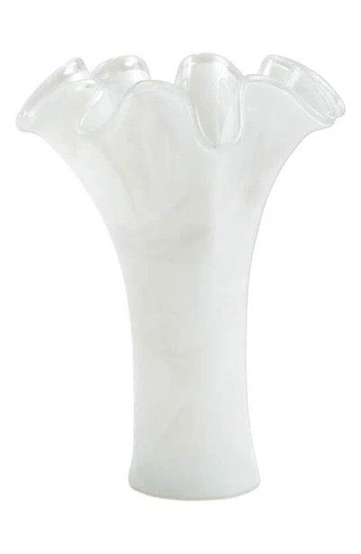 Vietri Onda White Glass Short Vase