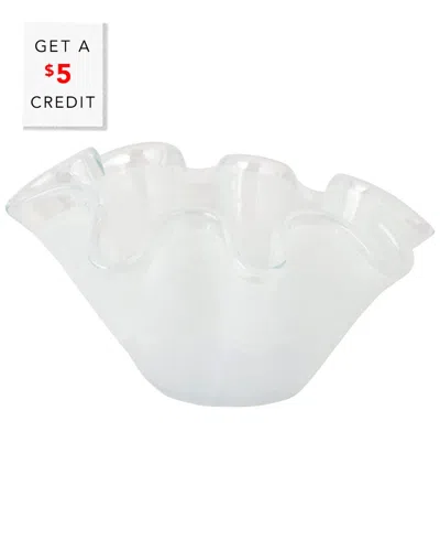 Vietri Onda Glass White Petite Ruffled Bowl With $5 Credit