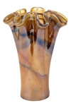 Vietri Onda Glass Tortoiseshell Short Vase In Brown