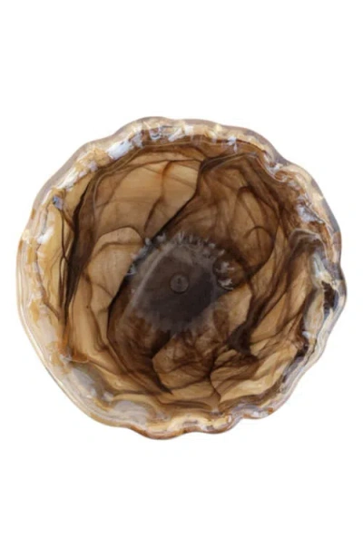 Vietri Onda Small Rimmed Glass Bowl In Brown