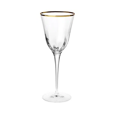 Vietri Optical Gold Water Glass In Clear/gold Rim
