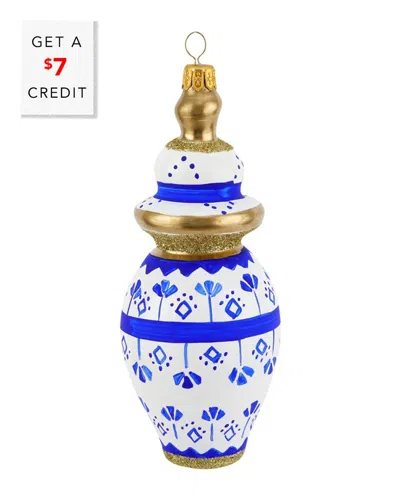 Vietri Ornaments Figural Ginger Jar With Small Flowers Or In Blue