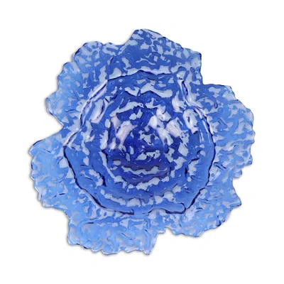 Vietri Ostrica Glass Centerpiece In Blue
