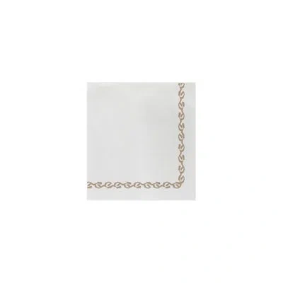 Vietri Papersoft Napkins Florentine Cocktail Napkins In White,linen