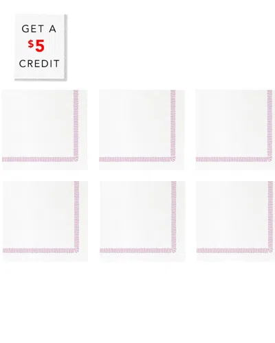 Vietri Papersoft Napkins Fringe Pink Cocktail Napkins  With $5 Credit In White
