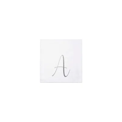 Vietri Papersoft Napkins Silver Monogram Cocktail Napkins - A (pack Of 20)