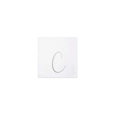 Vietri Papersoft Napkins Silver Monogram Cocktail Napkins - C (pack Of 20)
