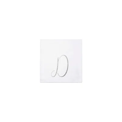 Vietri Papersoft Napkins Silver Monogram Cocktail Napkins - D (pack Of 20)