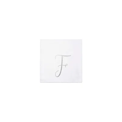 Vietri Papersoft Napkins Silver Monogram Cocktail Napkins - F (pack Of 20)