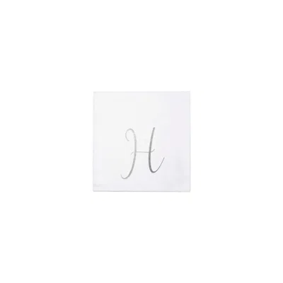Vietri Papersoft Napkins Silver Monogram Cocktail Napkins - H (pack Of 20)