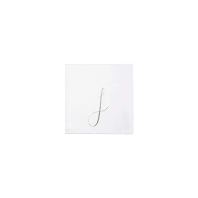 Vietri Papersoft Napkins Silver Monogram Cocktail Napkins - J (pack Of 20)