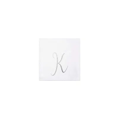 Vietri Papersoft Napkins Silver Monogram Cocktail Napkins - K (pack Of 20)