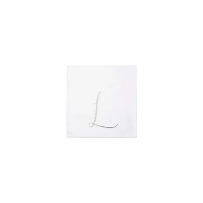Vietri Papersoft Napkins Silver Monogram Cocktail Napkins - L (pack Of 20)