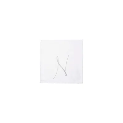 Vietri Papersoft Napkins Silver Monogram Cocktail Napkins - N (pack Of 20)