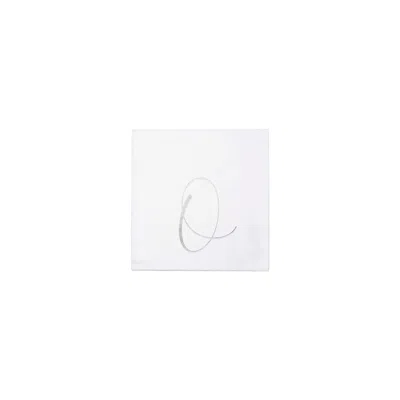 Vietri Papersoft Napkins Silver Monogram Cocktail Napkins - O (pack Of 20)