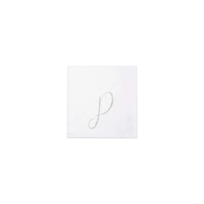 Vietri Papersoft Napkins Silver Monogram Cocktail Napkins - P (pack Of 20)