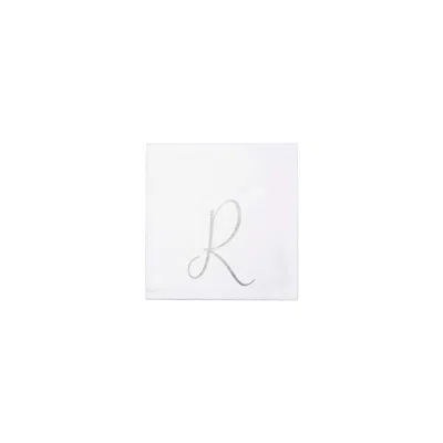 Vietri Papersoft Napkins Silver Monogram Cocktail Napkins - R (pack Of 20)