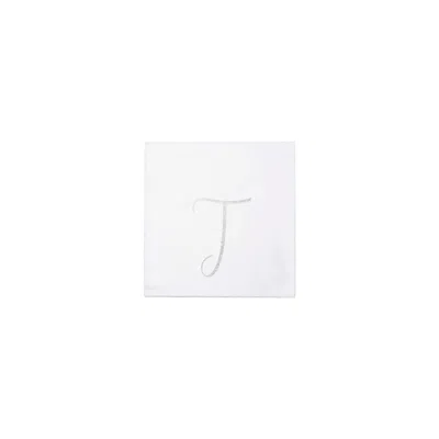 Vietri Papersoft Napkins Silver Monogram Cocktail Napkins - T (pack Of 20)