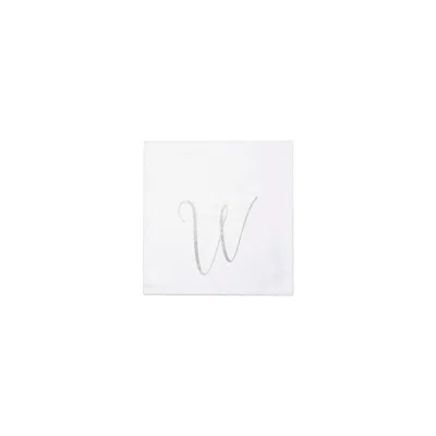Vietri Papersoft Napkins Silver Monogram Cocktail Napkins - W (pack Of 20)