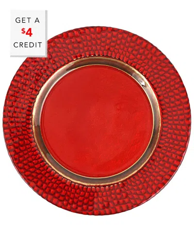 Vietri Pelli Glass Salad Plate With $4 Credit In Red