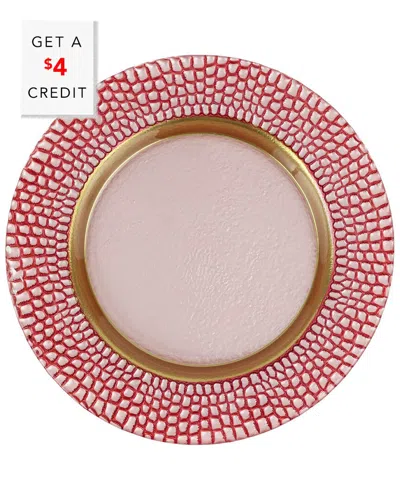 Vietri Pelli Glass Salad Plate With $4 Credit In Red