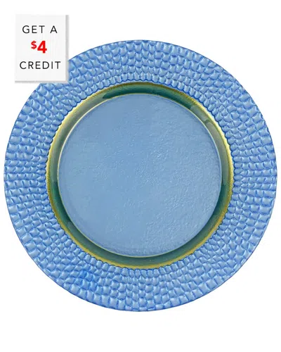 Vietri Pelli Glass Salad Plate With $4 Credit In Blue