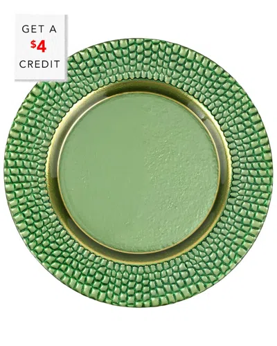 Vietri Pelli Glass Salad Plate With $4 Credit In Green