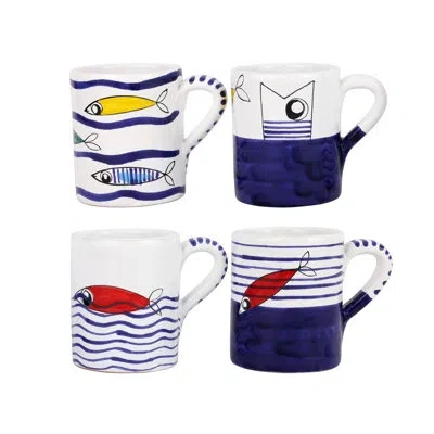 Vietri Pesce Pazzo Earthenware Mug In Blue