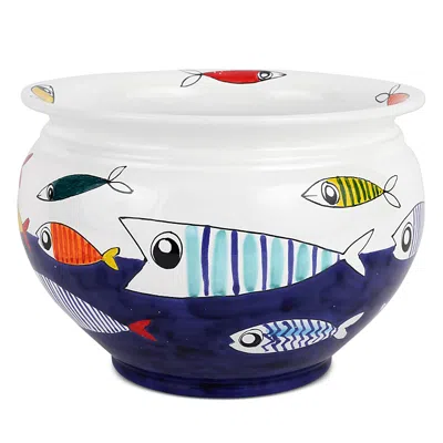 Vietri Pesce Pazzo Medium Cachepot In Blue