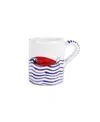Vietri Pesce Pazzo Multicolor Swimming Fish Mug In Blue