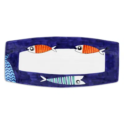 Vietri Pesce Pazzo Rectangular Platter In Blue