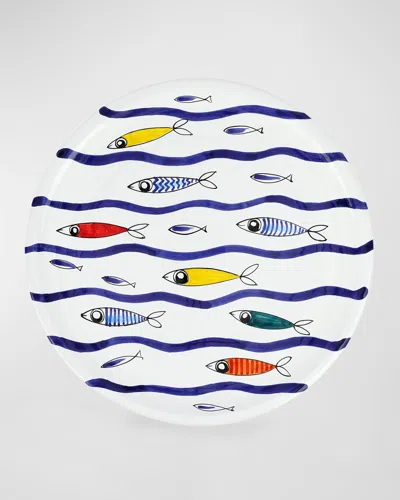 Vietri Pesce Pazzo Round Platter In Blue