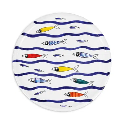 Vietri Pesce Pazzo Round Platter In Open Misce