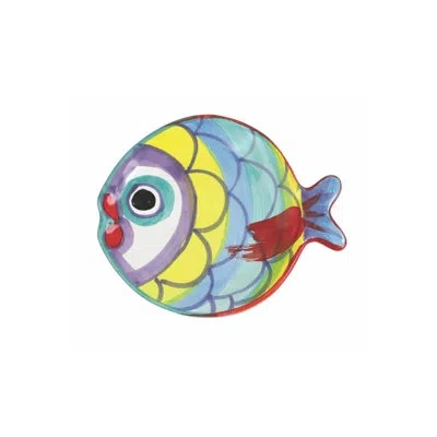Vietri Pesci Colorati Figural Fish Canape Plate In Red;yellow