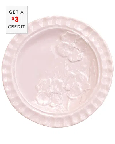 Vietri Pietra Fiori Canape Plate With $3 Credit In Pink
