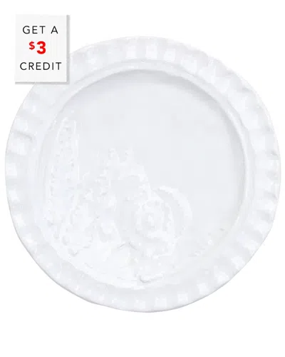 Vietri Pietra Fiori Canape Plate With $3 Credit In White
