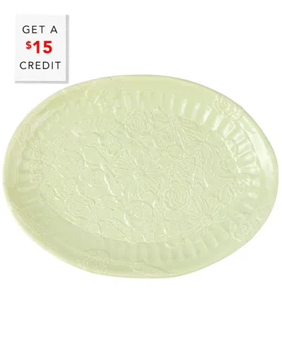 Vietri Pietra Fiori Pistachio Oval Platter In Green