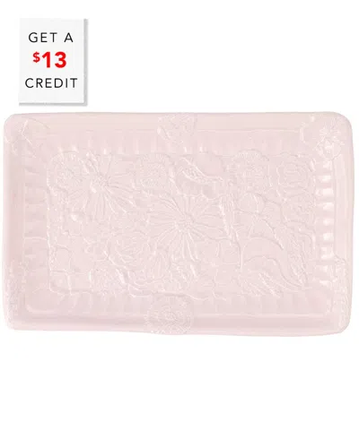 Vietri Pietra Fiori Rectangular Platter With $13 Credit In Pink