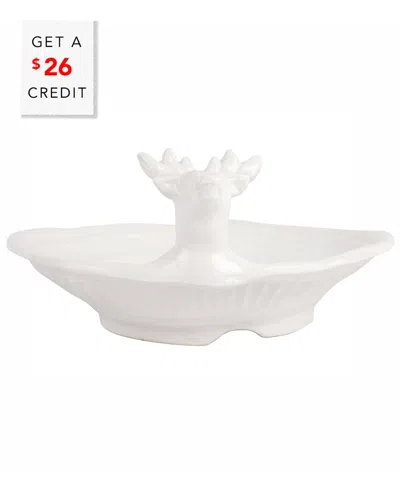 Vietri Pietra Natale Figural Deer Shallow Bowl In White