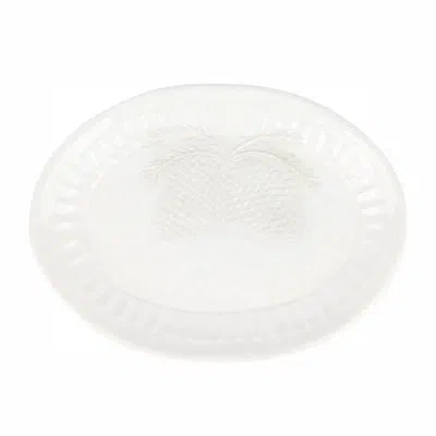 Vietri Pietra Natale Pinecone Small Oval Platter In White