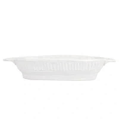 Vietri Pietra Serena Handled Oval Bowl In White