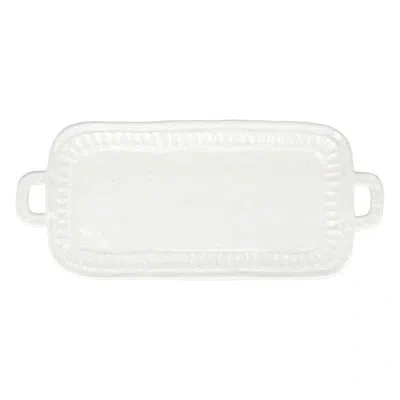 Vietri Pietra Serena Handled Rectangle Platter In White