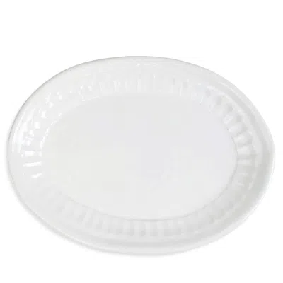 Vietri Pietra Serena Small Stoneware Oval Platter In Natural White