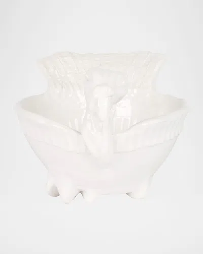 Vietri Pietra Tacchino Figural Deep Serving Bowl, 38 Oz. In White