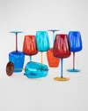 Vietri Pompidou Aqua Wine Glass In Orange