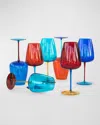 Vietri Pompidou Aqua Wine Glass In Red